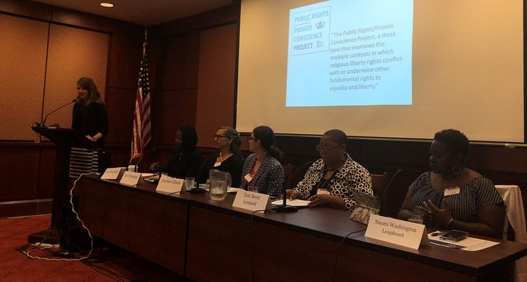 A photograph of panelists from the Racial Justice Program's Congressional Briefing, hosted on May 24, 2018
