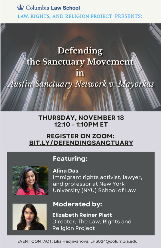Poster for November 18th event Defending the Sanctuary Movement
