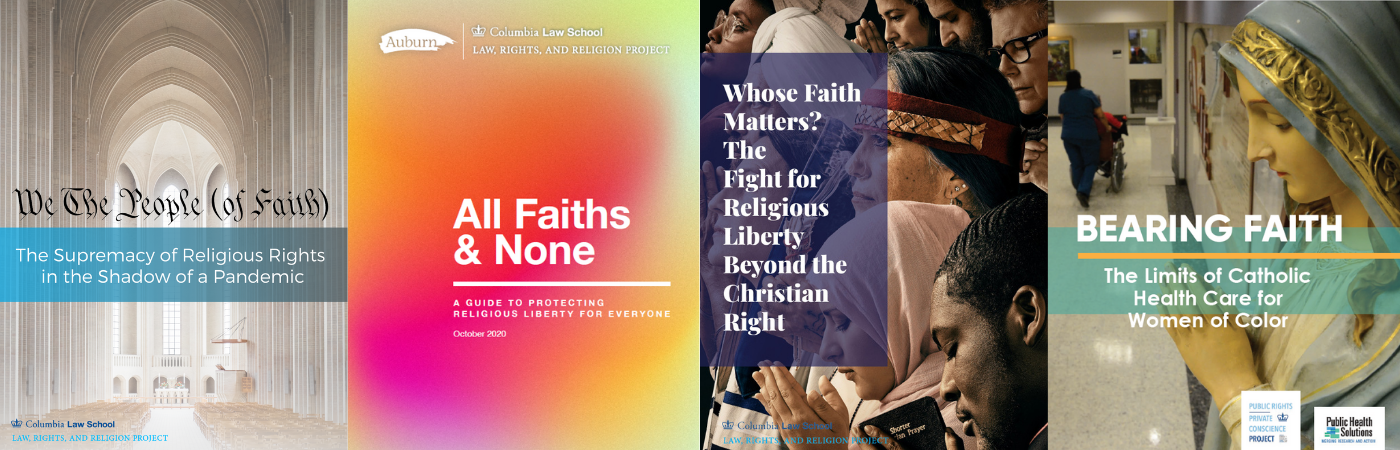 Collage of cover images for several Law, Rights, and Religion Project reports
